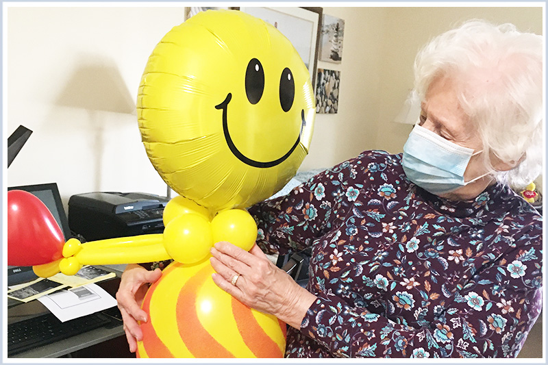 Valentines Day Adopt a Grandparent Balloon Buddies at the Bristal Assisted Living Senior Center
